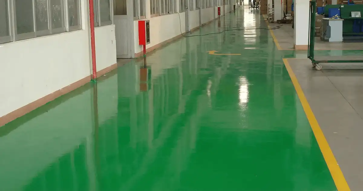 A factory floor professionally covered and marked with epoxy flooring in Milwaukee, WI